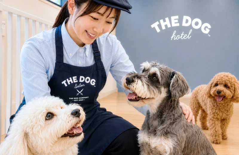 スタッフが愛犬に寄り添う様子